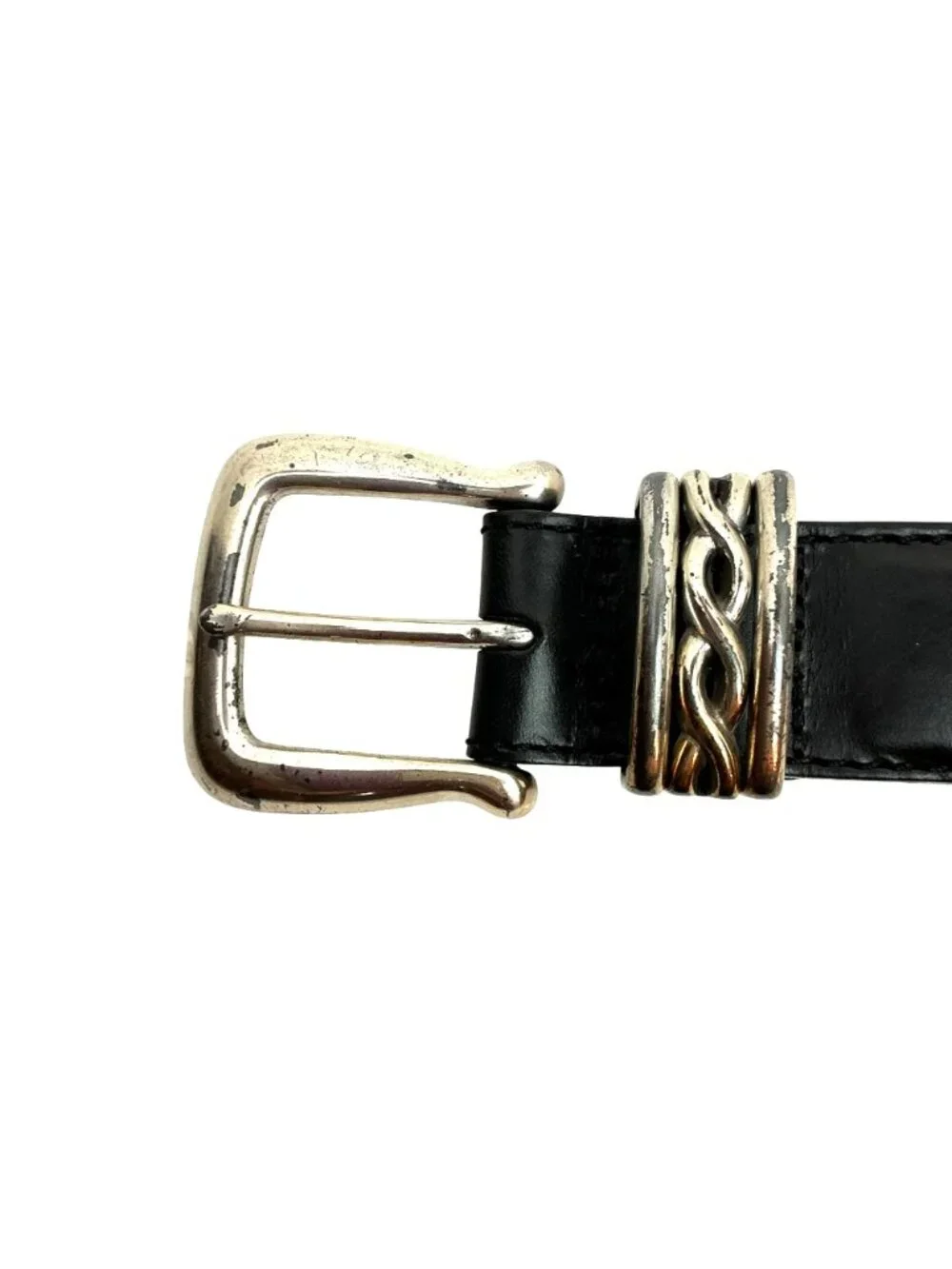 Brighton Braided Woven Leather Belt Silver Buckle Triple Keepers Womens Small Bl